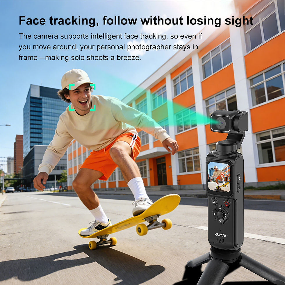Thumbnail: Ourlife 4K Action Camera 330° Face Tracking Gimbal Stabilizer 1.72 Inch Touch S
