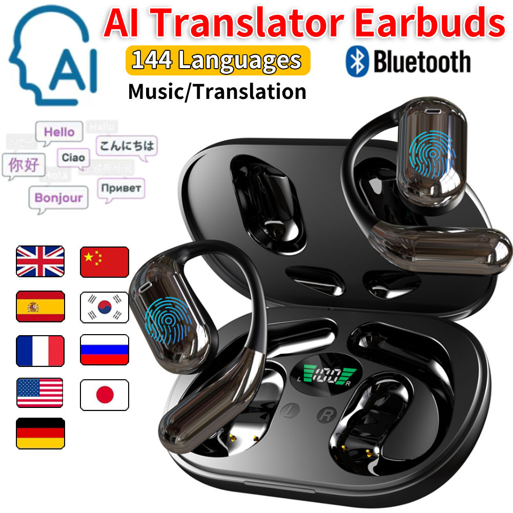 AI Translator Earbuds Real-Time Translators Headphones 144 Languages voice trans