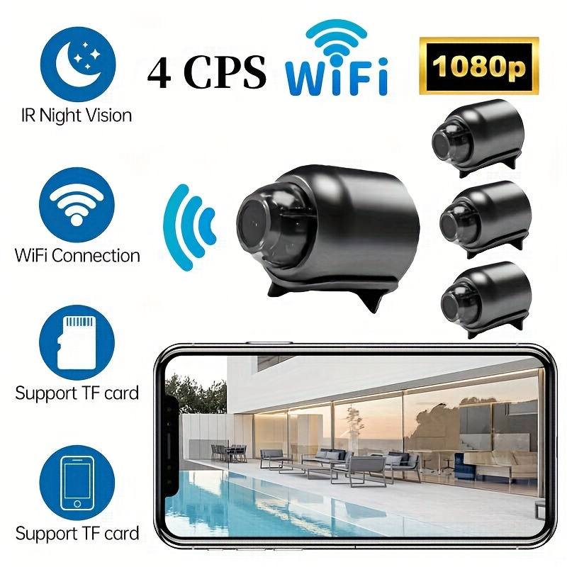 4 Pack Mini WiFi Security Camera, 1080P Wireless Small Surveillance Camera with 