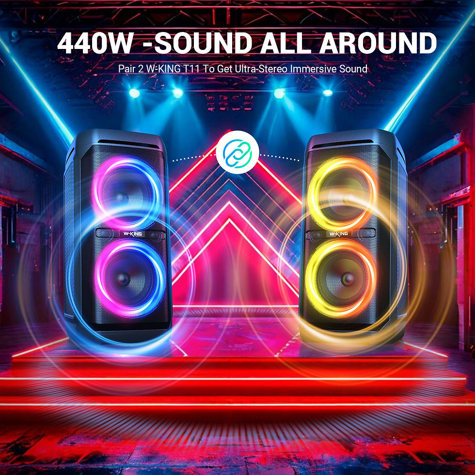Thumbnail: W-KING T11 Bluetooth Speakers,100W RMS, IPX6 Waterproof, BT 5.3 Portable Party B