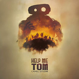 A stylized poster of a humanoid robot rising from the destruction of civilization