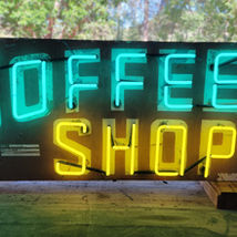 Old double sided Coffee Shop neon sign, Circa 1960, restored by Fire Creek, 2023