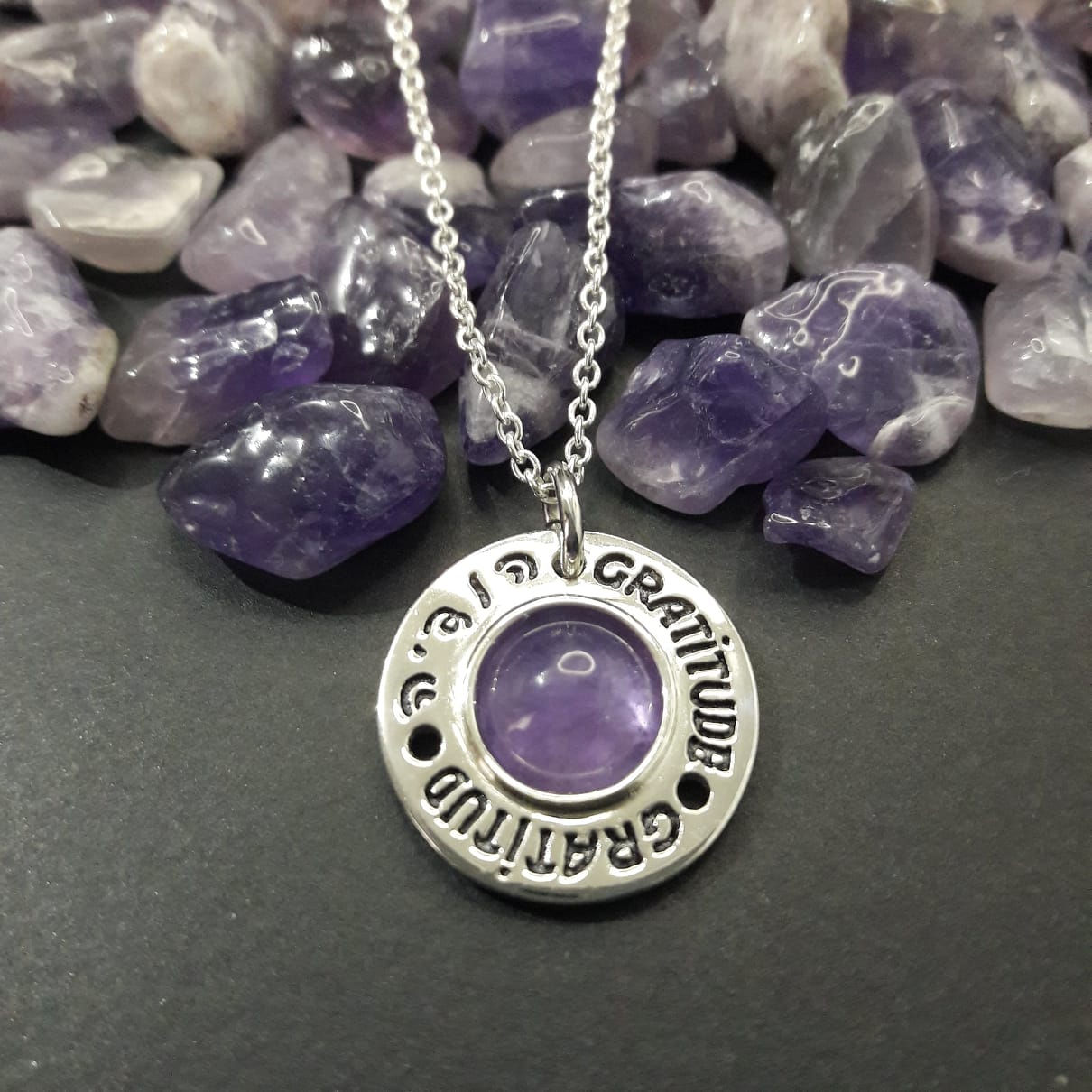 Amethyst Gratitude Coin Pendant