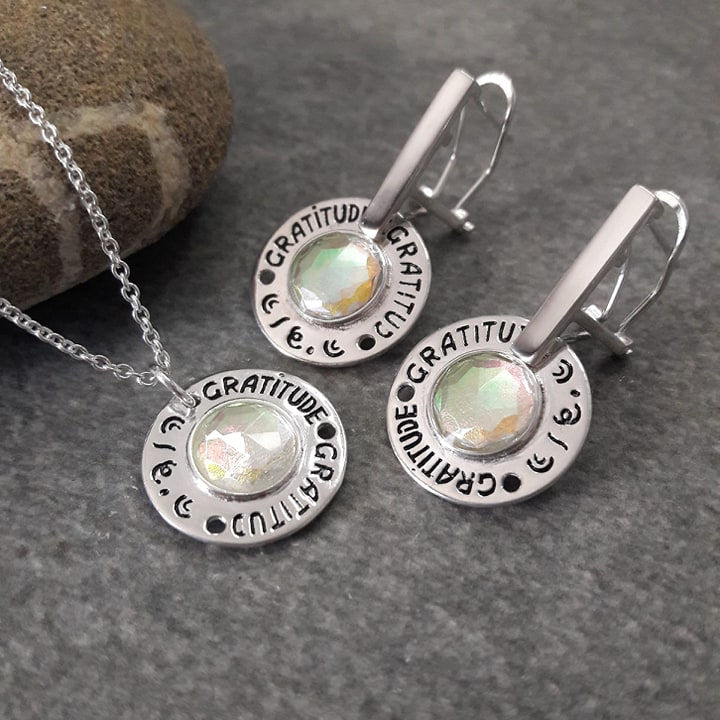 Thumbnail: Sparkle Crystal Gratitude Coin Earrings