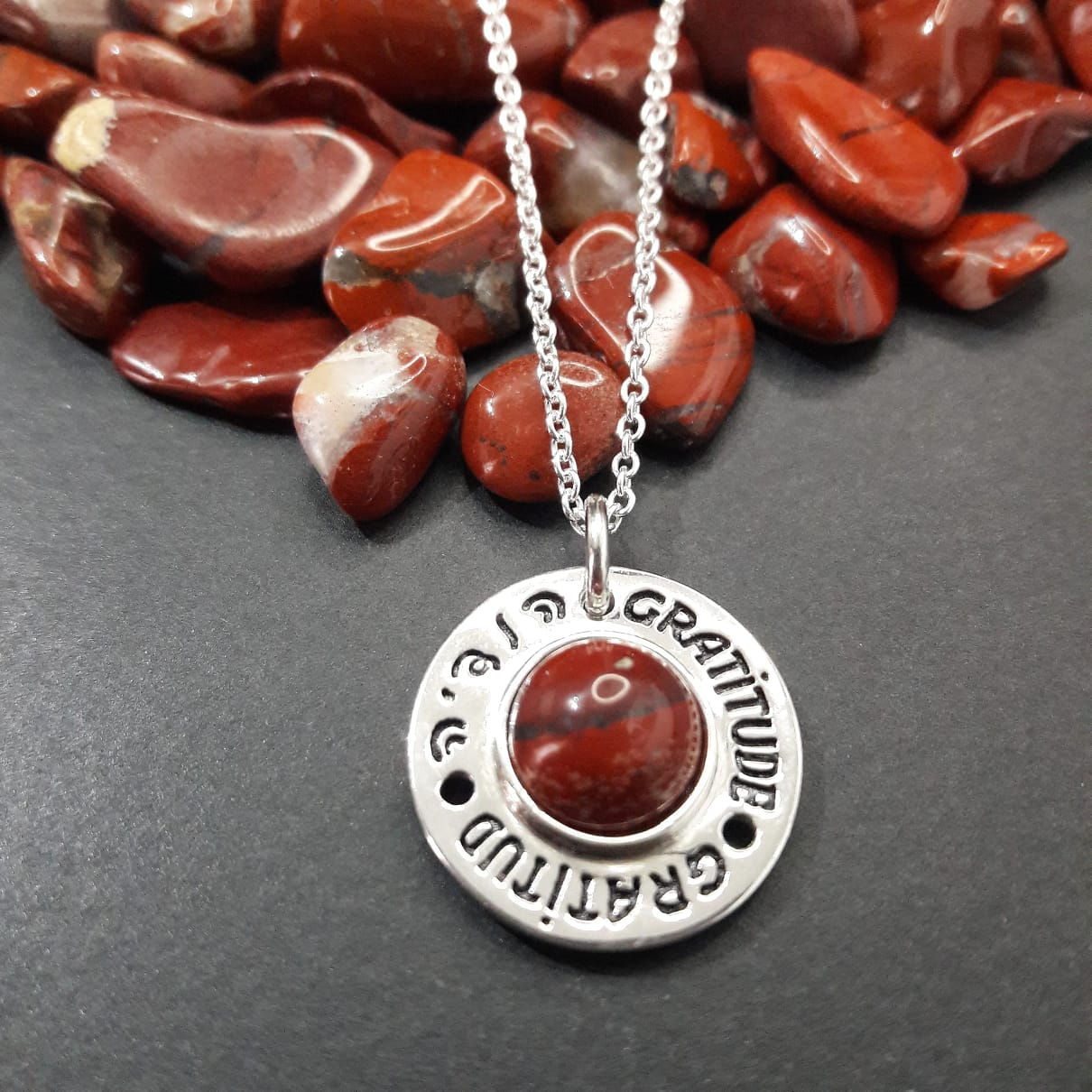 Red Jasper Gratitude Coin Pendant