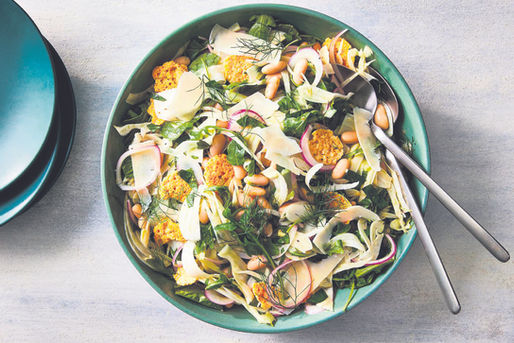 This easy, summery bean salad has a cheesy crunch