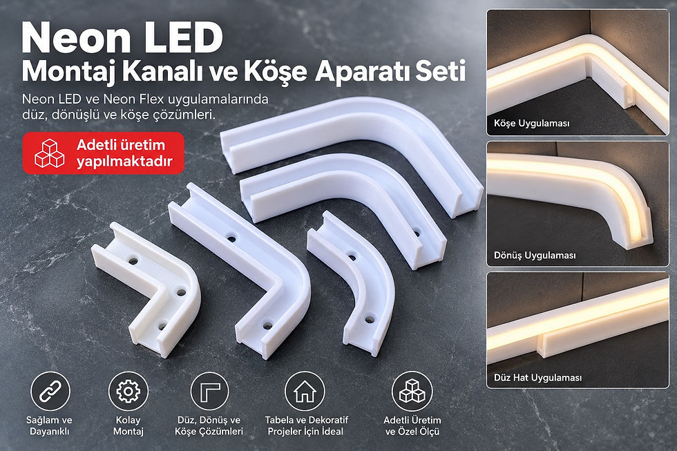 Neon LED Montaj Kanalı ve Köşe Aparatı Seti