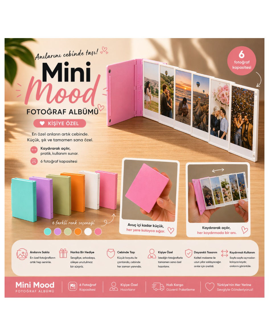 Mini Mood Fotoğraf Albümü Kişiye Özel Dekoratif Fotoğraf Albümü