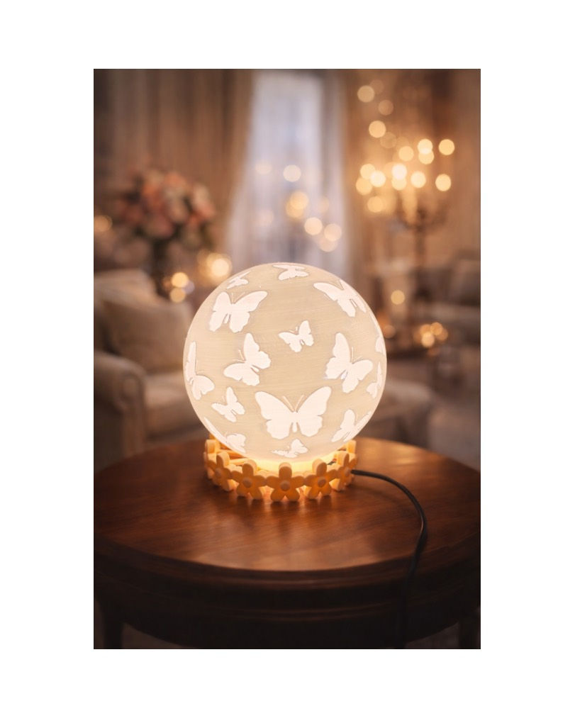 Kelebek Bahçesi LED Masa Lambası – Dekoratif Küre Ambiyans Aydınlatma