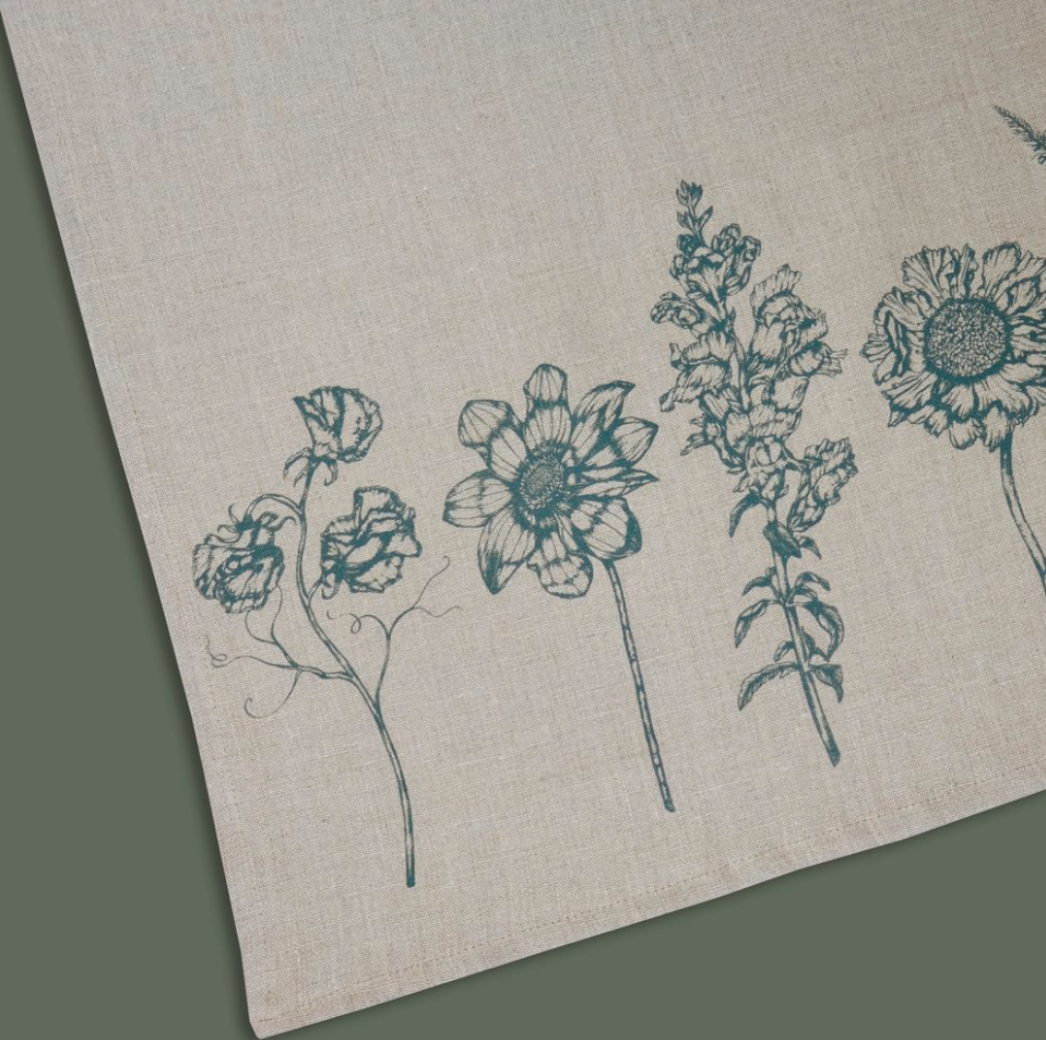 Thumbnail: EDA Screen Printed Wild Flower Linen Napkins Set of 6