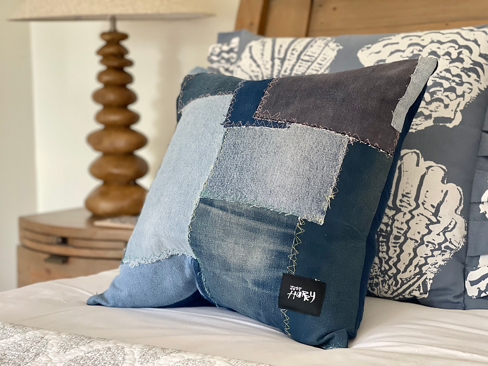 Thumbnail: Just Harry Reworked Patchwork Denim Cushion