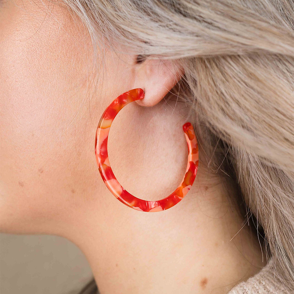 Amber & Orange Red & Orange Tortoiseshell Hoop Earrings