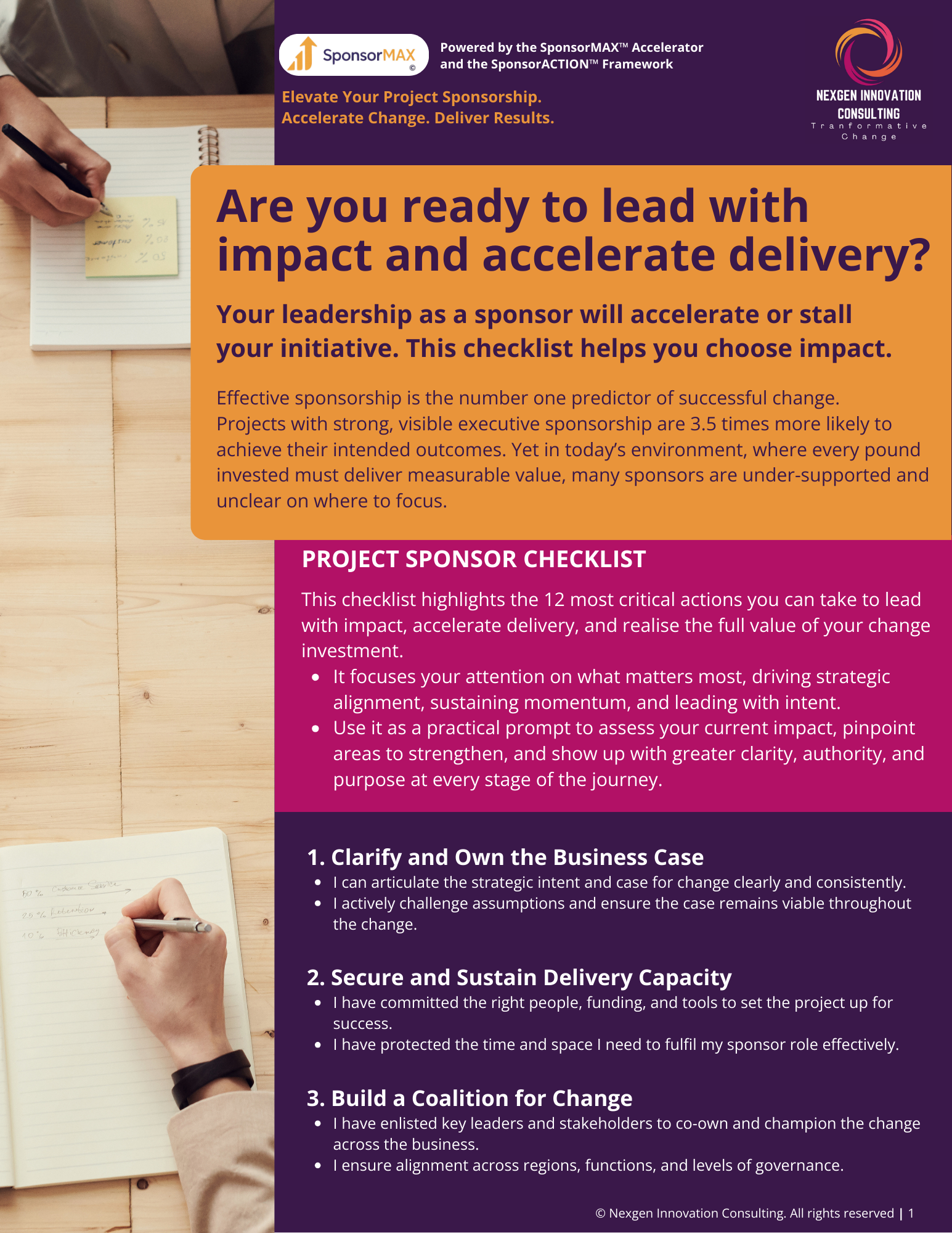 Project Sponsor Checklist
