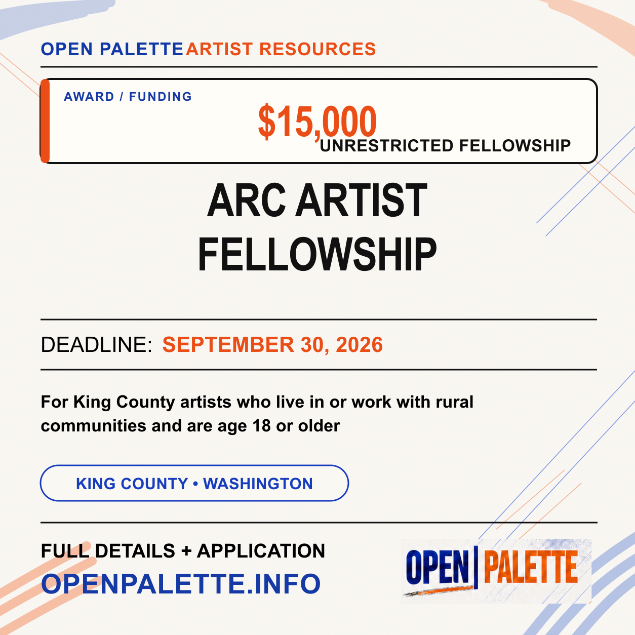 Unrestricted operational support for artists in King County whose work is rooted in rural communities.