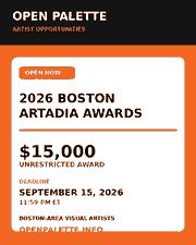 Three Boston-area contemporary visual artists will each receive a $15,000 unrestricted Artadia Award through an open-call jury process.