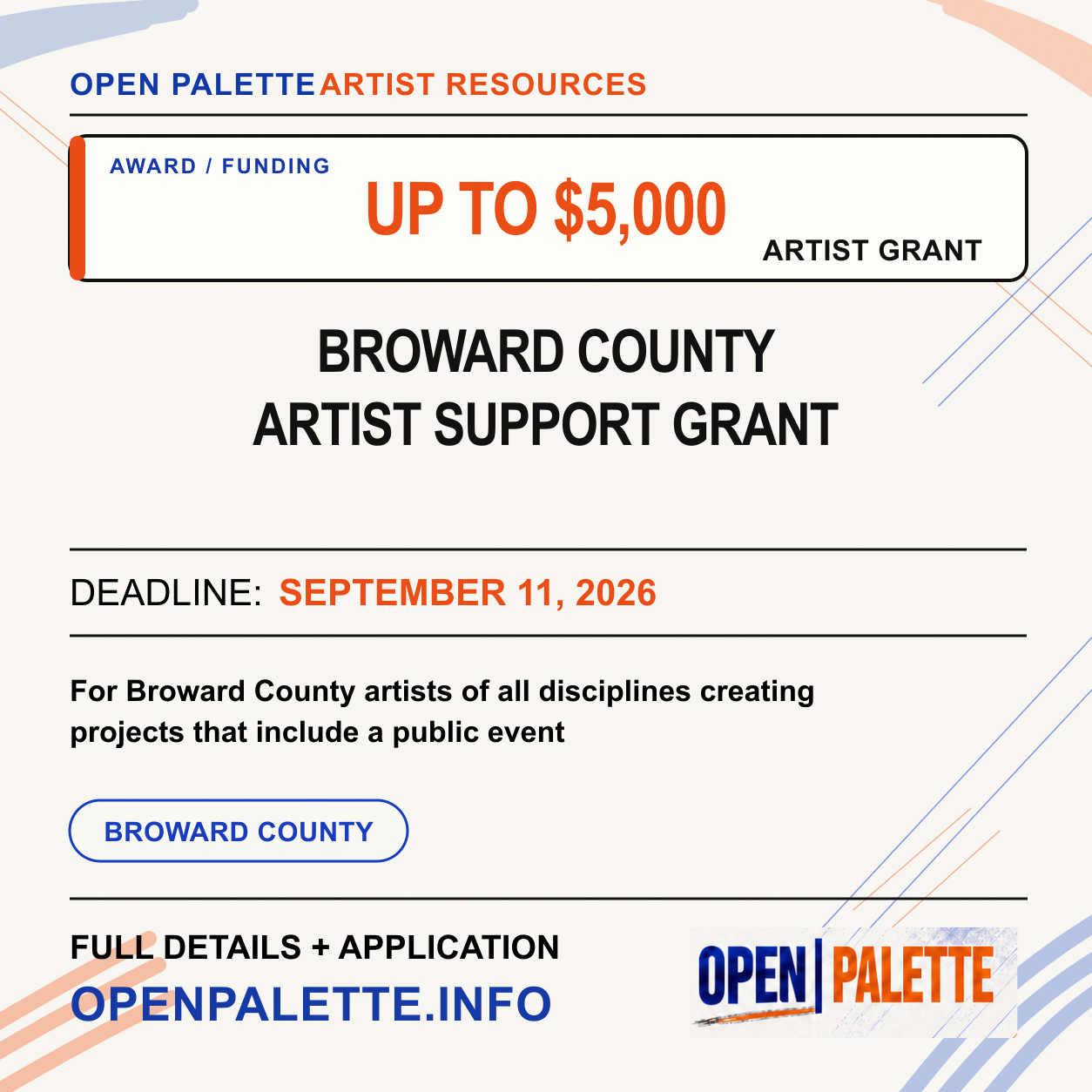 Direct project support for individual artists of all disciplines whose proposed work includes a public event.