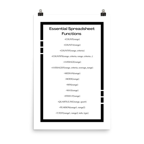 Essential Spreadsheet Functions Poster Courtney Consulting