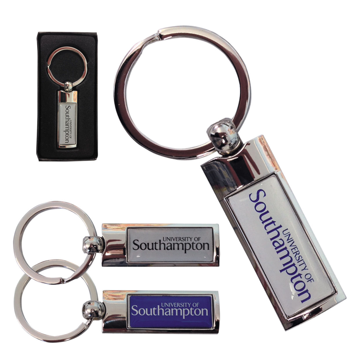 Oblong chrome metal keyrings