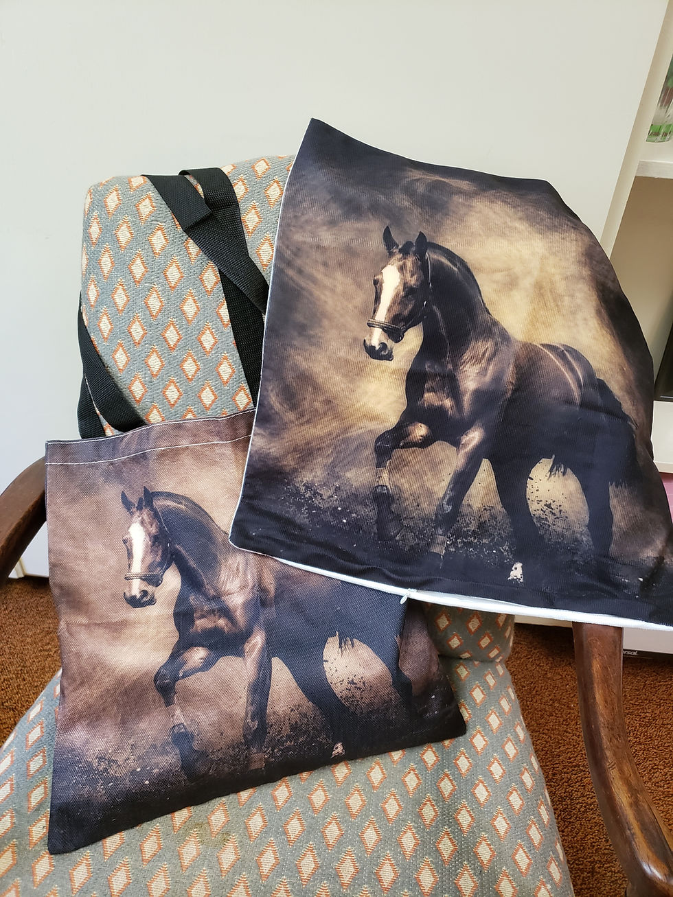 Thumbnail: Beautiful Horse Equestrian Pillow Cover 18" x 18" and Matching Tote