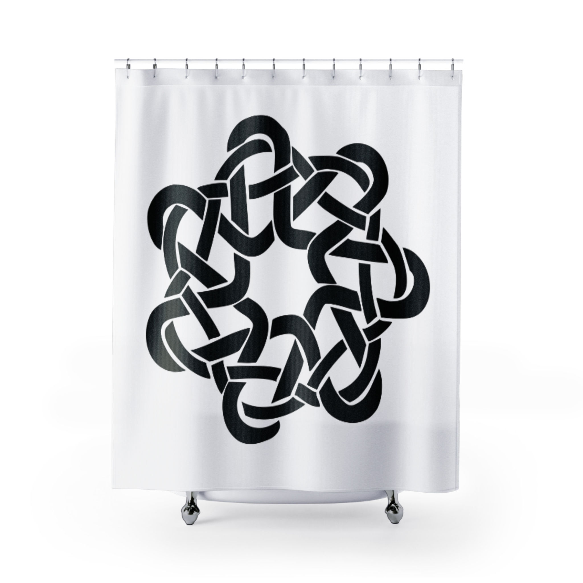 Celtic Knot Shower Curtain – Black Interlaced Mandala Bath Decor