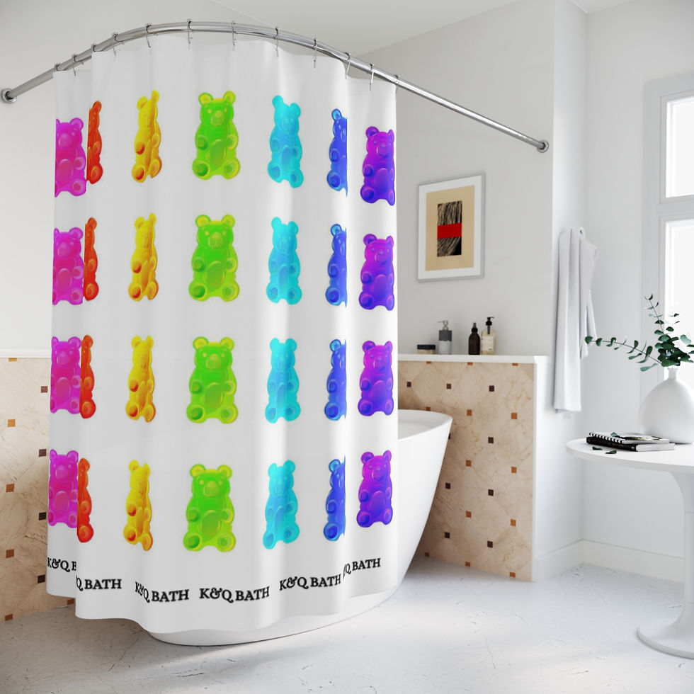 Thumbnail: Gummy Bear Pattern Shower Curtain – Colorful Candy Pop Bathroom Decor