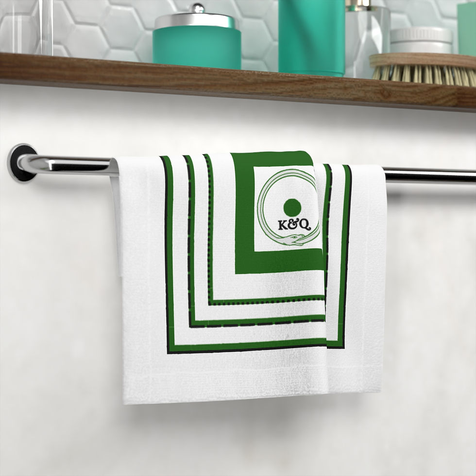 Thumbnail: Green Snake Face Towel – Minimal Square Yin Yang Design