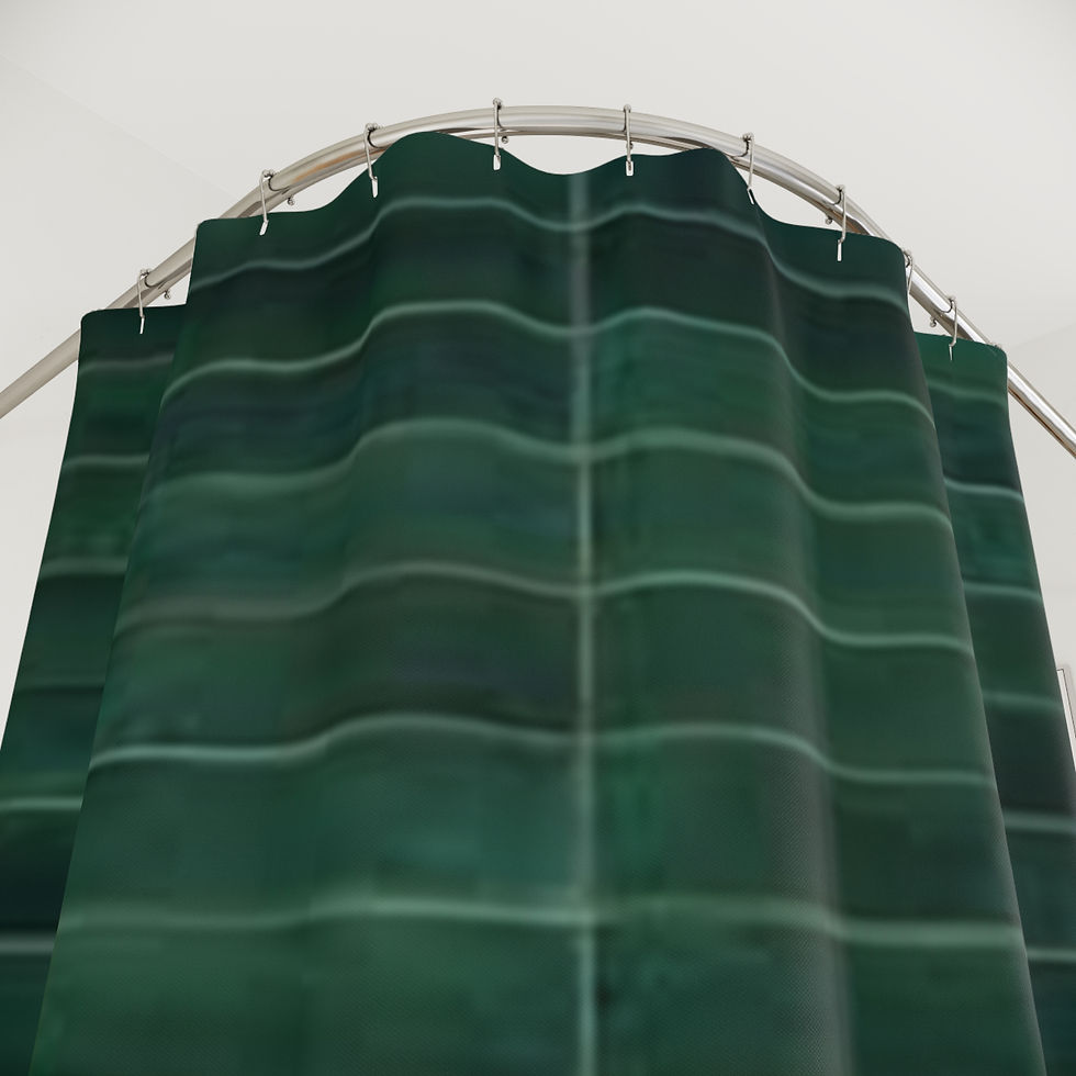 Thumbnail: Green Tile Pattern Shower Curtain – Deep Emerald Grid Bathroom Decor