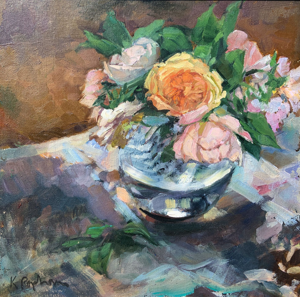 Glass Bowl and old Roses