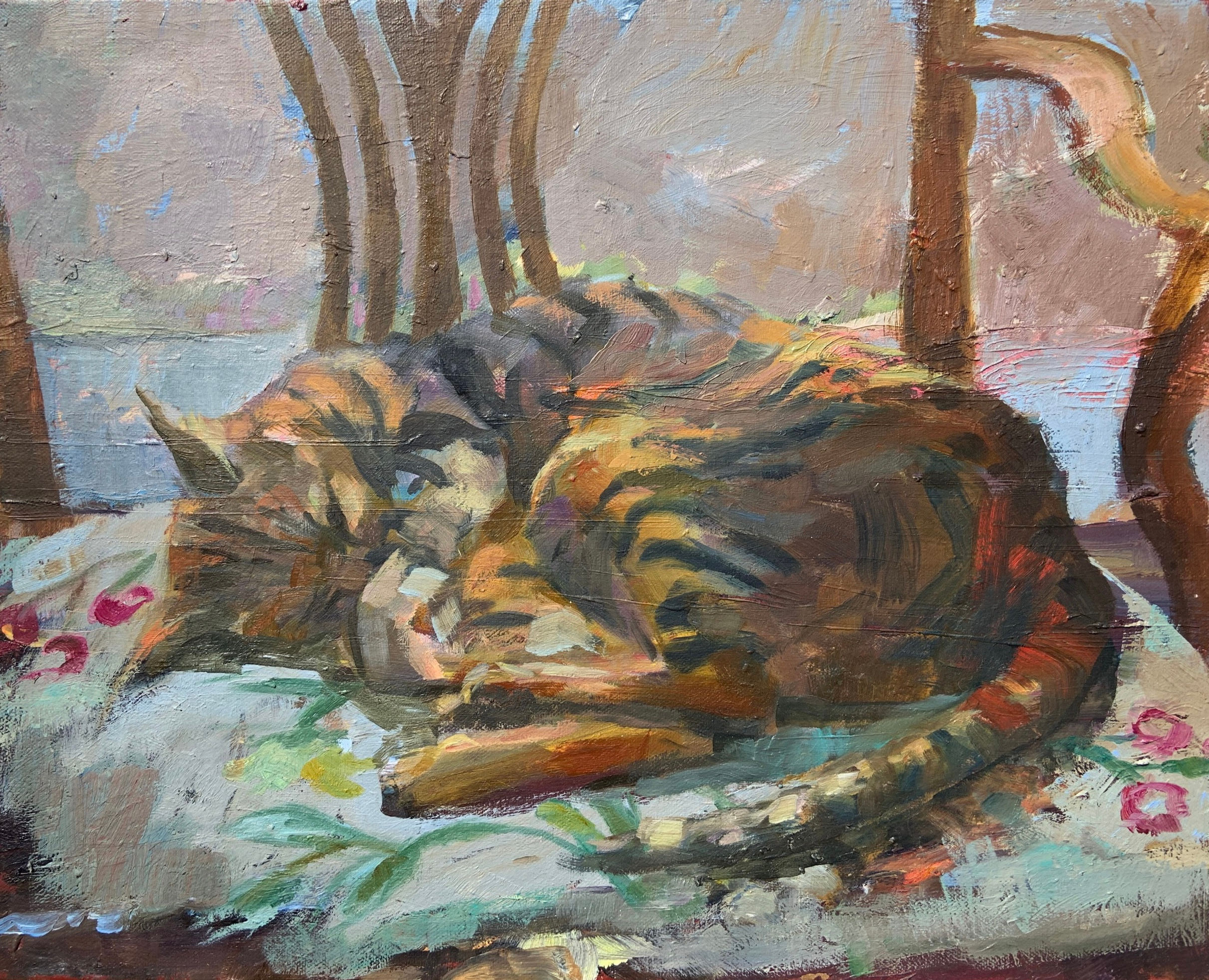 Darcy on a Tapestry Chair