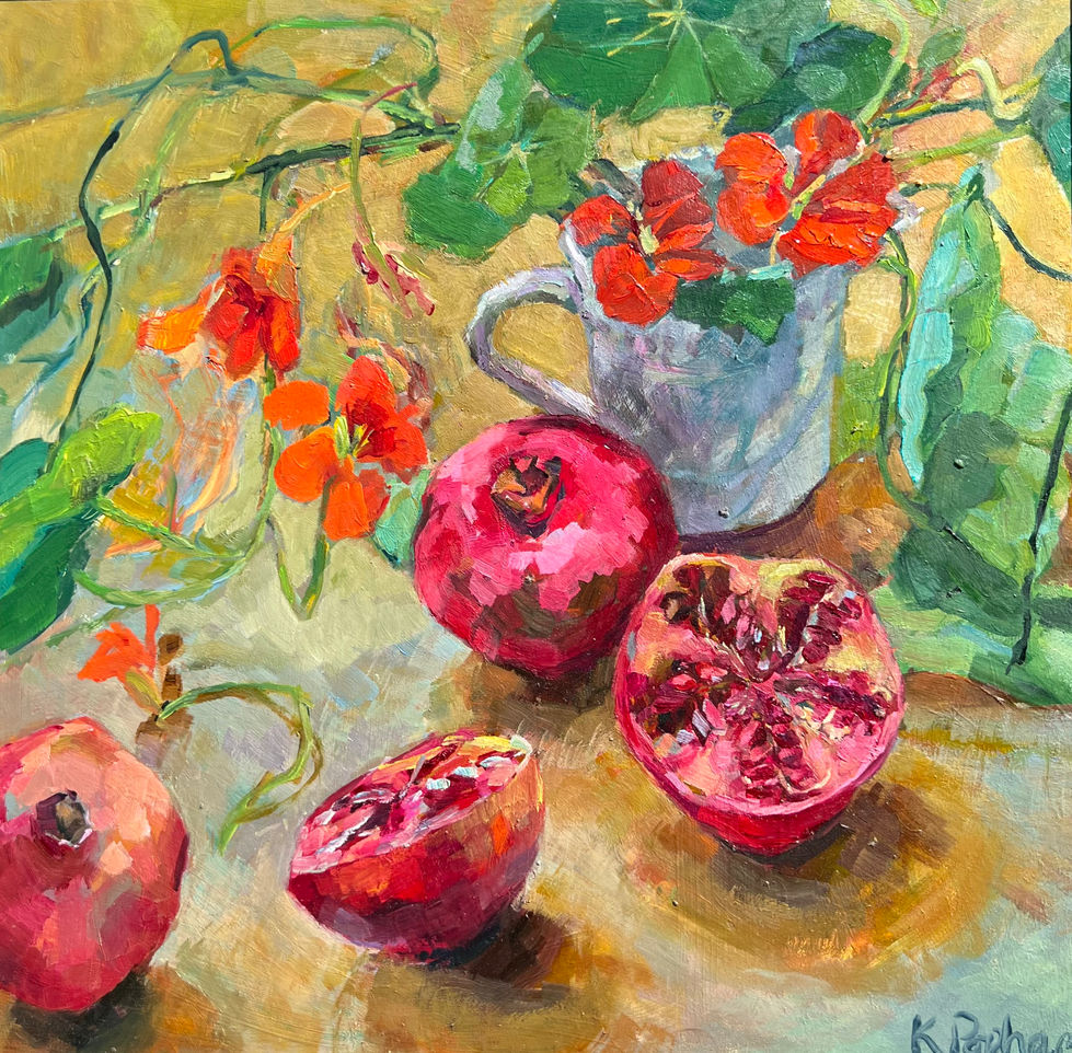 Pomegranates and Nasturtiums