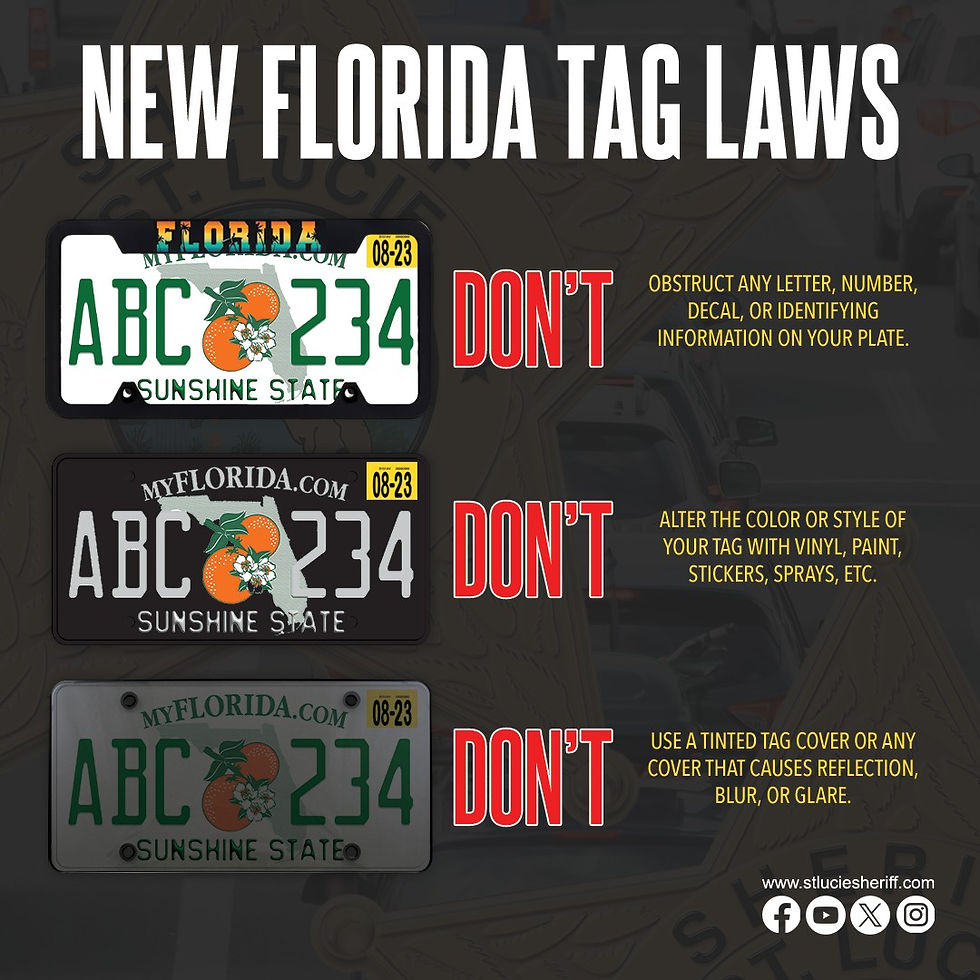 📣 Florida’s New License Plate / Tag Law: What Drivers Need to Know