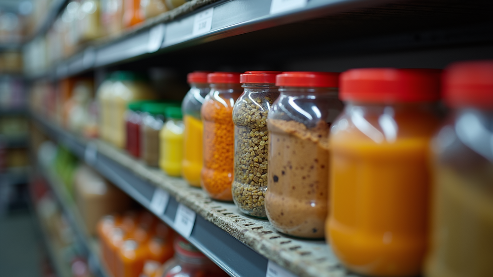 Close-up view of a well-stocked emergency food supply container