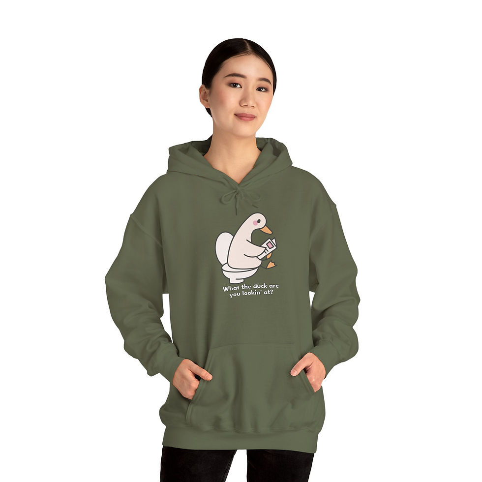 Thumbnail: Duck Hoodie - "What the duck are you lookin' at?" Cute Hooded Sweatshirt