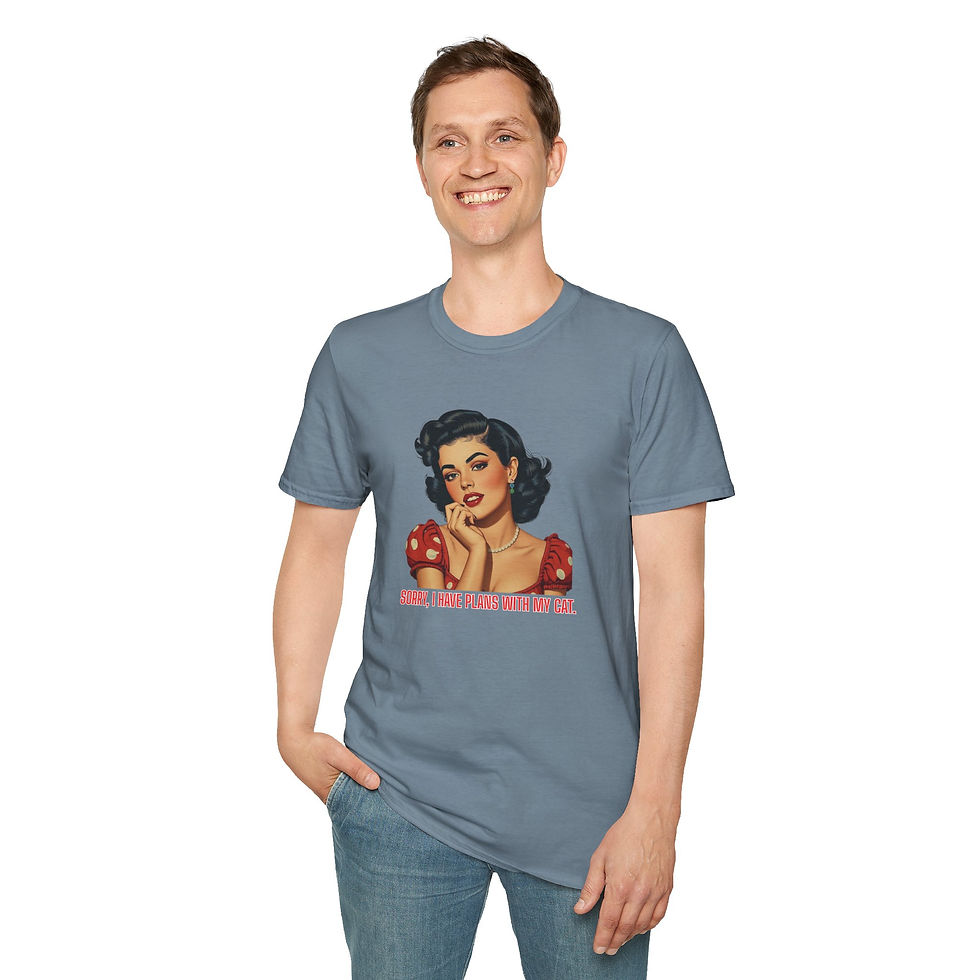 Thumbnail: Vintage Pin-Up T-Shirt — “Sorry, I Have Plans With My Cat”