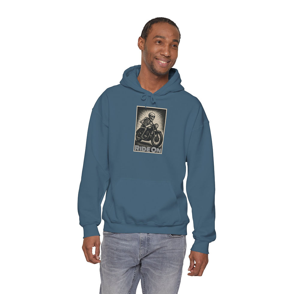 Thumbnail: Ride On Motorcycle Hoodie — Vintage Skeleton Biker
