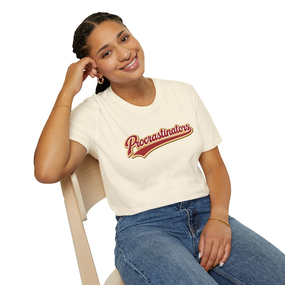 Thumbnail: Procrastinators Unisex Sports T-Shirt Red Text