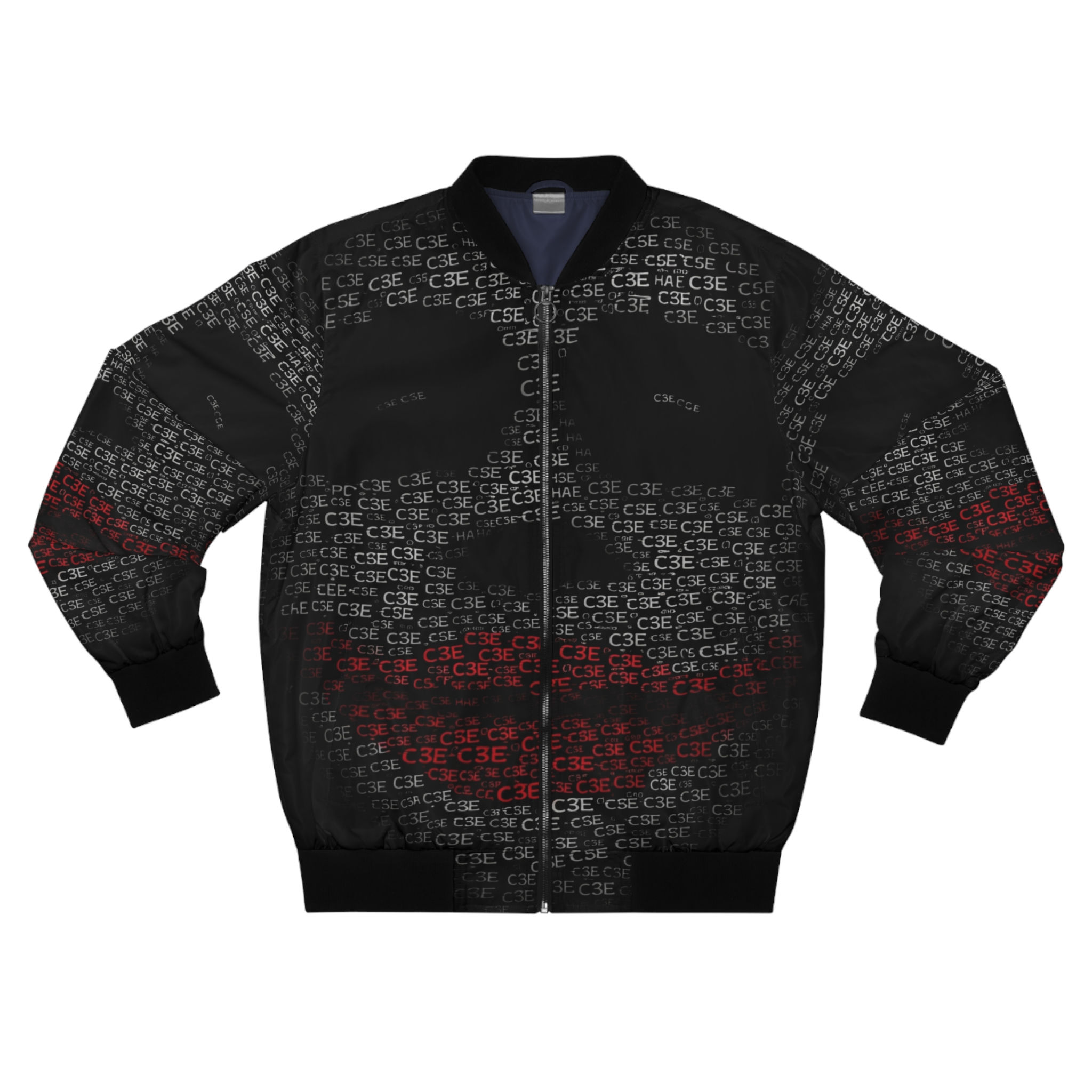 C3E Logo All-Over Print Men's Bomber Jacket — Black Red Streetwear