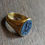 Miniatura: Anillo oro 18 q  ágata  bicolor grabada 16X12 mm. ( Grande) 11 g