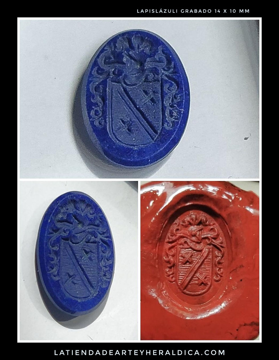 Thumbnail: Lapislázuli  con escudo grabado 16X12 mm (ovalado).
