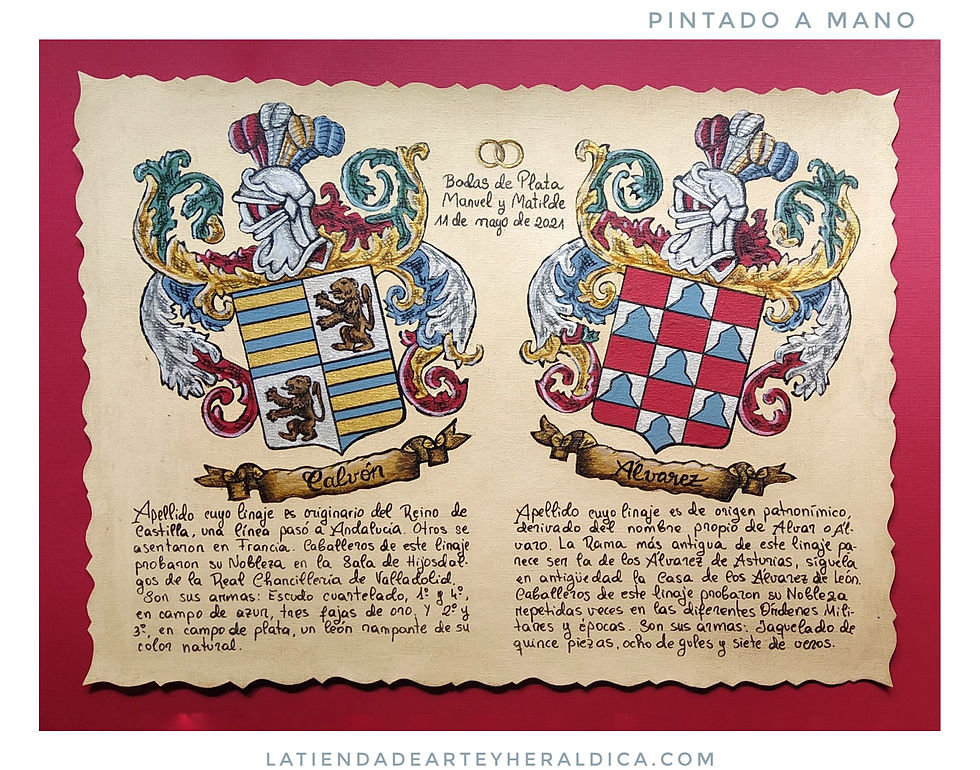 Thumbnail:  Pergamino 2 Apellidos  pintado a mano.   Apaisado