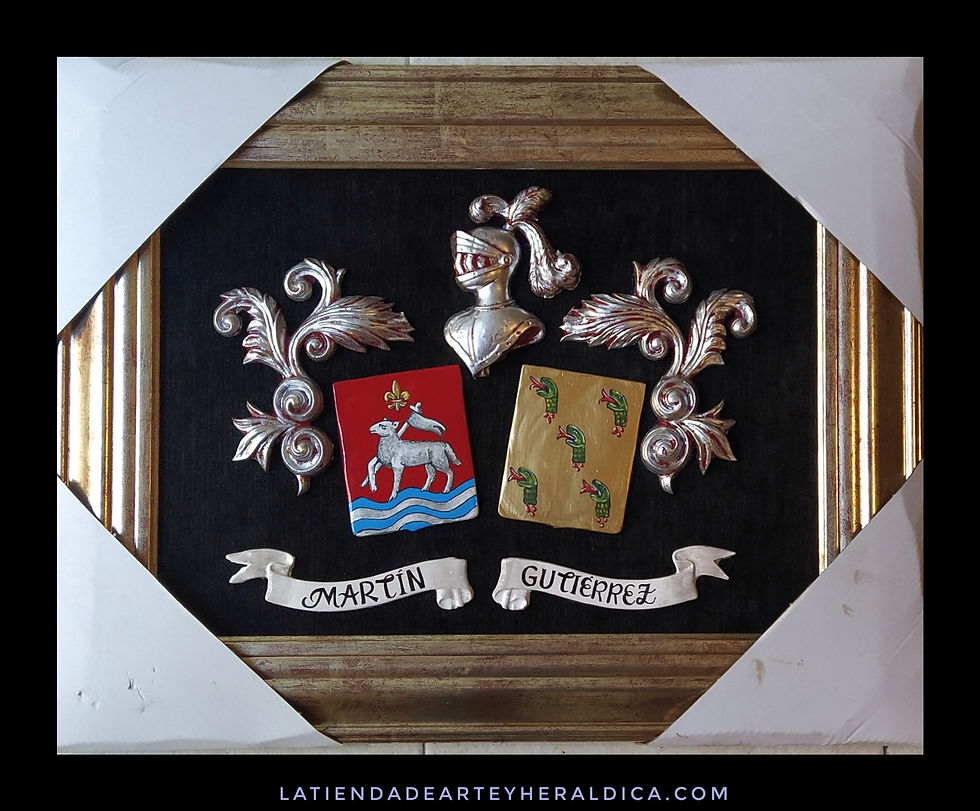 Miniatura: Cuadro heráldico en relieve dos apellidos