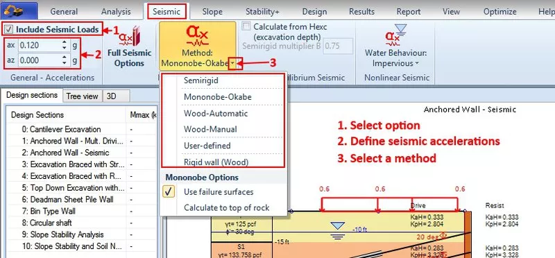 Procedure to include seismic loads in a construction stage