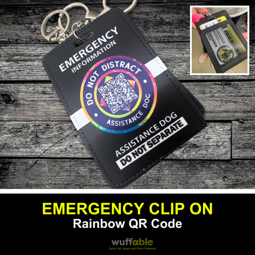 Qr Code Raimbow Card Holder - Emergency Clip On - Rainbow QR Code | Wuffable