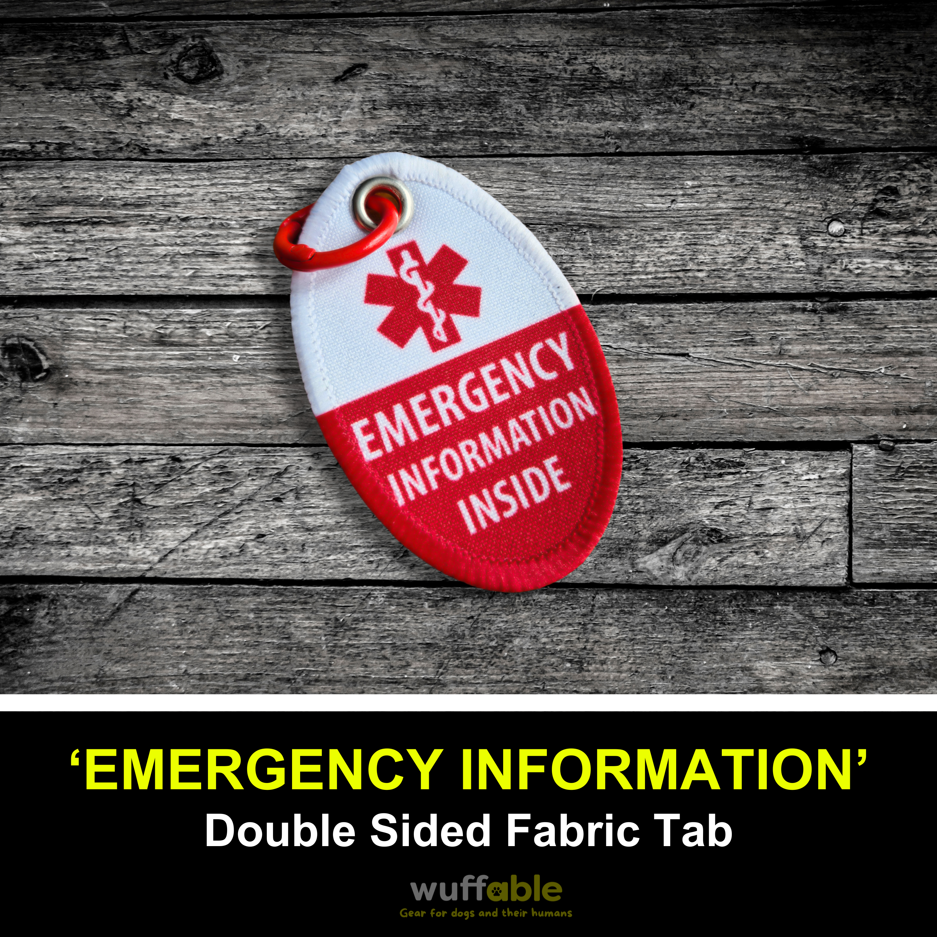 'Emergency Information Inside' - Oval Patch Tab