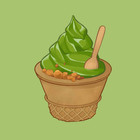 Matcha Softserve Ice Cream With Cornflakes & Cone Dessert Art