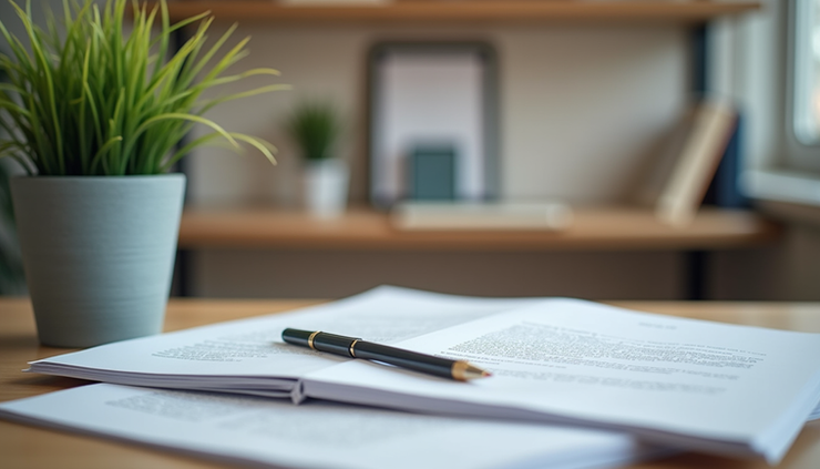 Eye-level view of a modern education consultancy office in Visakhapatnam with study materials and university brochures