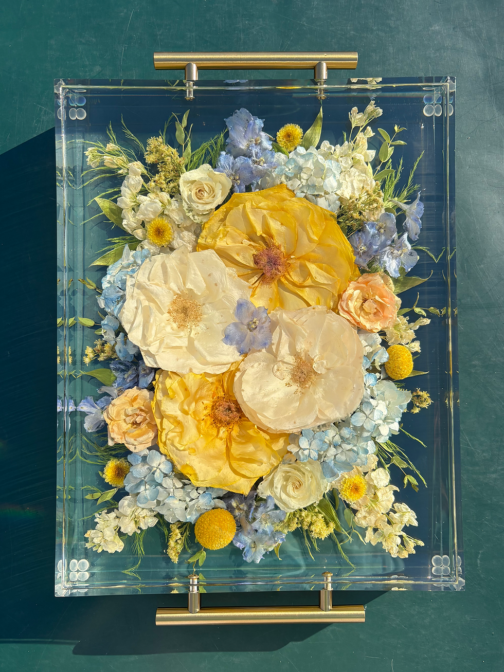 Thumbnail: Clear Acrylic Serving Tray 14” x 11” with Gold Handles