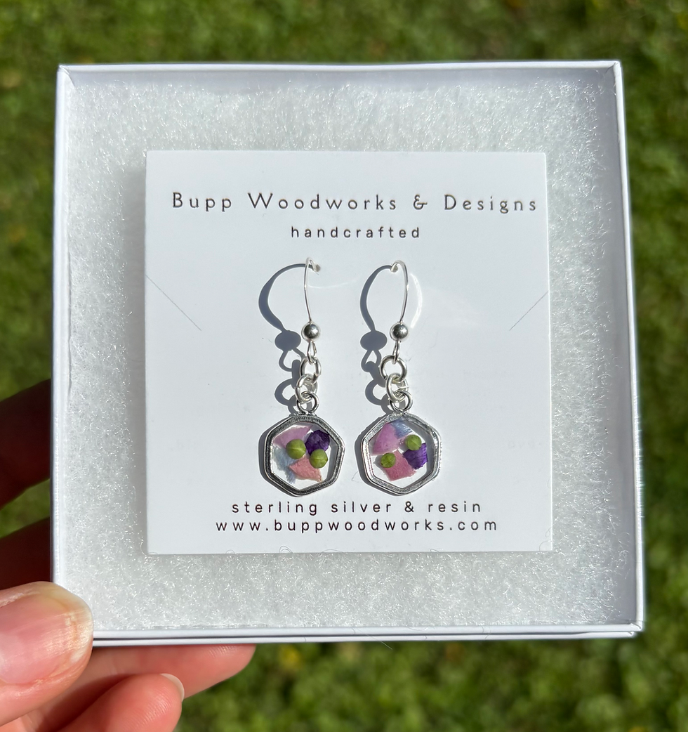 Thumbnail: Earring .5" Hexagon Set on Sterling Silver
