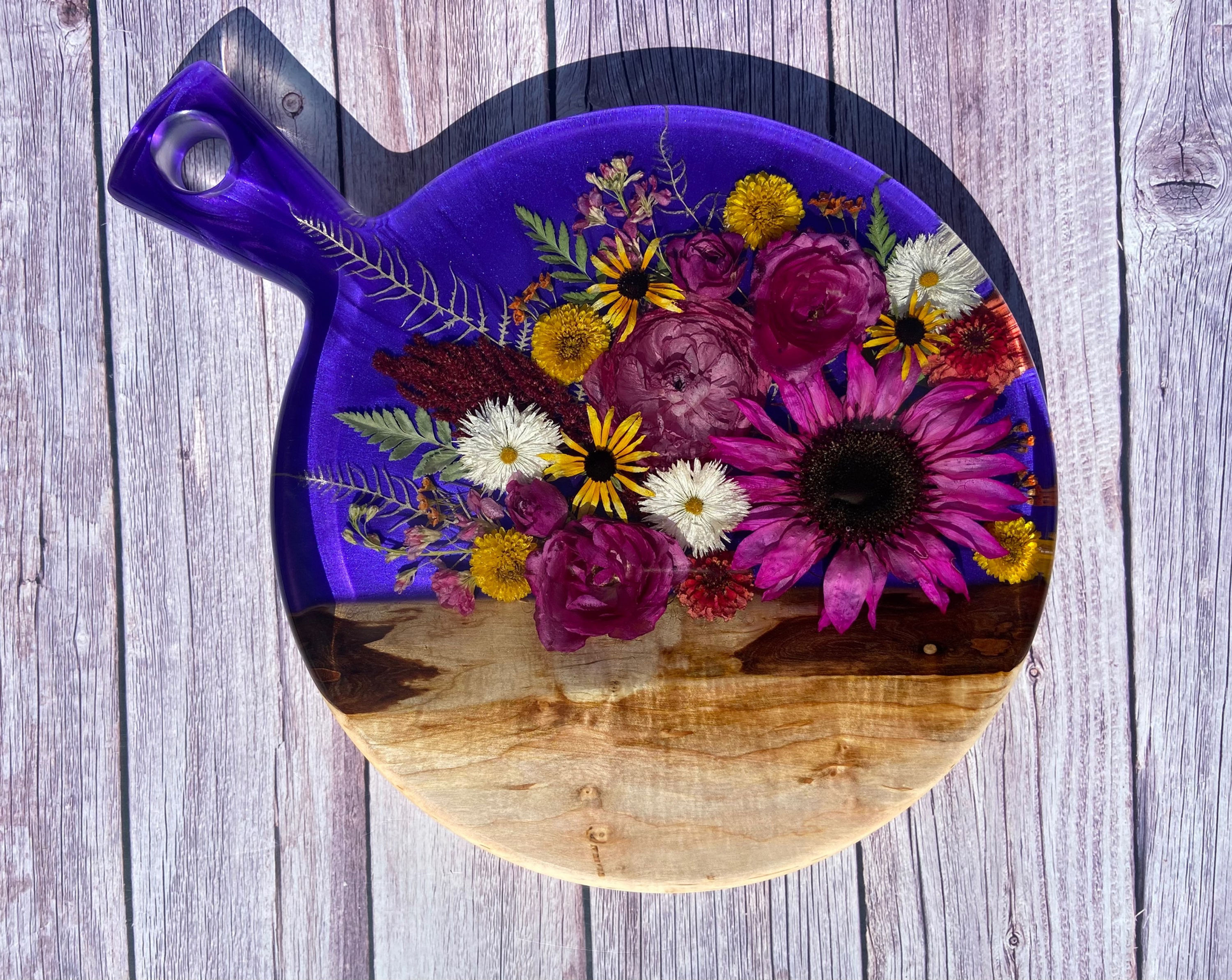 Round Wood Serving Tray 12" with Handle