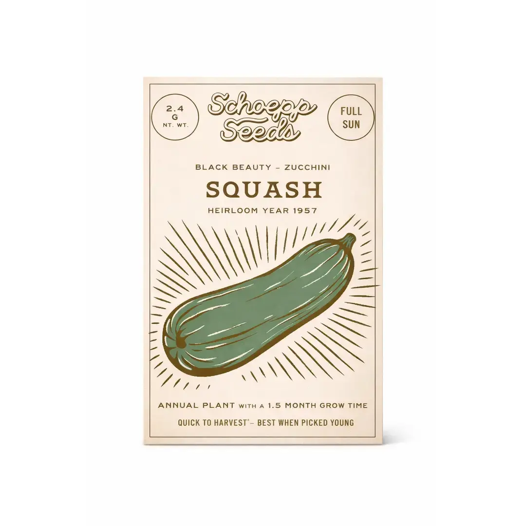 Squash, Zucchini Heirloom Garden Seed Packets